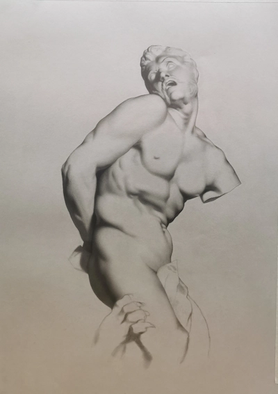 Angel Academy of Art Academic pencil drawing Milo de Crotone after Charles Bargue